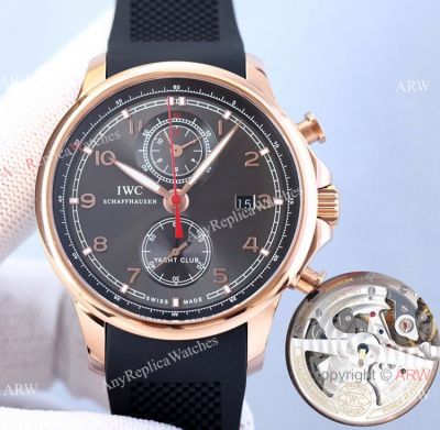 Swiss IWC Portuguese Yacht Club Chronograph IW390505 Watch Rose Gold Gray Dial 45mm